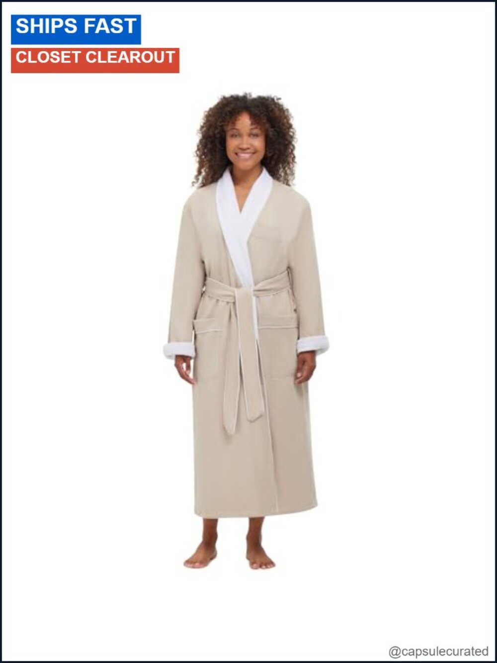 Unisex Terry Lined Microfiber Bathrobe Robe Pockets Spa Hotel